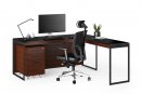 Sequel 20 6101 Desk Chocolate Stained Walnut w/ Black Steel Legs