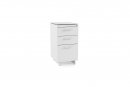 Centro 6414 3-Drawer File Cabinet Satin White on Oak / Grey Glass