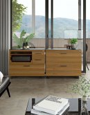 Sequel 20 6116 Lateral File Cabinet Natural Walnut w/ Black Steel Finish