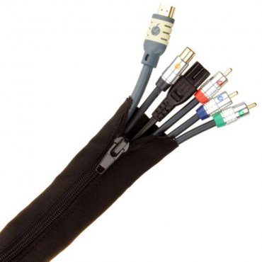 Fisual Zip Cable Tidy Wrap 30mm Diameter Black 1m