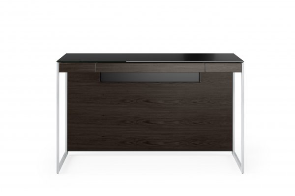 Sequel 20 6103 Compact Desk Charcoal Stained Ash w/ Satin Nickel Legs