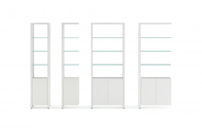 Linea 5801 Satin White Single Width Bookshelf Unit