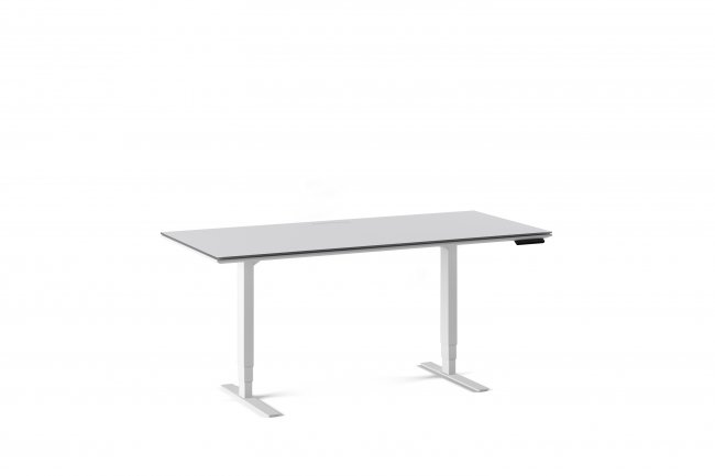 Centro 6452 Lift Standing Desk Smooth Satin White / Grey Glass