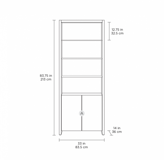 Linea 5802A Charcoal Stained Ash Double Width Bookshelf Add On