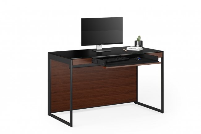 Sequel 20 6103 Compact Desk Chocolate Stained Walnut w/ Black Steel Legs