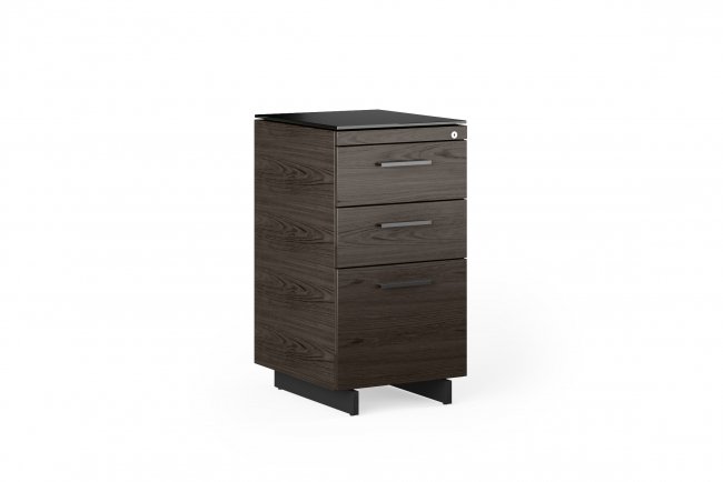 Sequel 20 6114 3 Drawer File Cabinet Charcoal Stained Ash w/ Black Steel Finish
