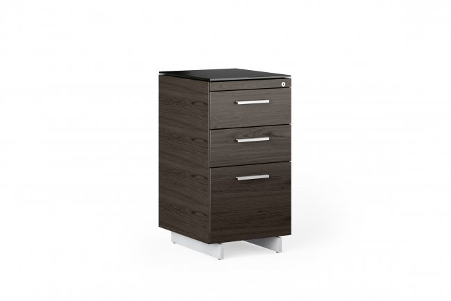 Sequel 20 6114 3 Drawer File Cabinet Charcoal Stained Ash w/ Satin Nickel Finish