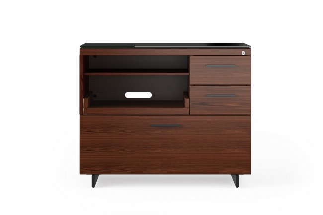 Sequel 20 6117 Multifunction Cabinet Chocolate Stained Walnut w/ Black Steel Finish